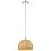 Edison Woven Rattan 12" Wide Polished Nickel Stem Hung Mini Pendant