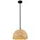 Edison Woven Rattan 16"W Black Antique Brass Stem Hung Mini Pendant