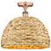 Edison Woven Rattan 16" Wide Antique Copper Semi.Flush Mount With