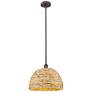 Edison Woven Rattan 16" Wide Oil Rubbed Bronze Stem Hung Mini Pendant