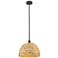 Edison Woven Rattan 16" Wide Oil Rubbed Bronze Stem Hung Mini Pendant