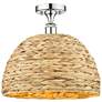 Edison Woven Rattan 16" Wide Polished Chrome Semi.Flush Mount With