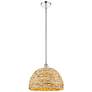 Edison Woven Rattan 16" Wide Polished Chrome Stem Hung Mini Pendant