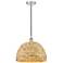 Edison Woven Rattan 16" Wide Polished Nickel Cord Hung Mini Pendant