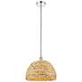 Edison Woven Rattan 16" Wide Polished Nickel Stem Hung Mini Pendant