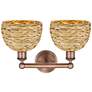 2_Edison Woven Rattan 17" Wide 2 Light Antique Copper Vanity Light With more views