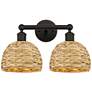 1_Edison Woven Rattan 17" Wide 2 Light Oil Rubbed Bronze Vanity Light
