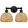 Edison Woven Rattan 17" Wide 2 Light Oil Rubbed Bronze Vanity Light