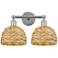 Edison Woven Rattan 17" Wide 2 Light Polished Chrome Bath Light With