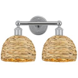 Edison Woven Rattan 17" Wide 2 Light Polished Chrome Bath Light With