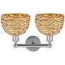 2_Edison Woven Rattan 17" Wide 2 Light Polished Chrome Bath Light With more views