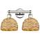 Edison Woven Rattan 17" Wide 2 Light Polished Nickel Bath Light With