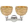 2_Edison Woven Rattan 17" Wide 2 Light Polished Nickel Bath Light With more views
