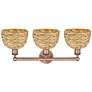 2_Edison Woven Rattan 26" Wide 3 Light Antique Copper Vanity Light With more views