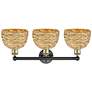 2_Edison Woven Rattan 26" Wide 3 Light Black Antique Brass Vanity Light more views