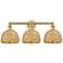 Edison Woven Rattan 26" Wide 3 Light Brushed Brass Vanity Light With