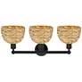 2_Edison Woven Rattan 26" Wide 3 Light Matte Black Vanity Light With more views