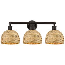 Edison Woven Rattan 26" Wide 3 Light Oil Rubbed Bronze Vanity Light