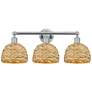 Edison Woven Rattan 26" Wide 3 Light Polished Chrome Bath Light With