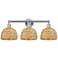 Edison Woven Rattan 26" Wide 3 Light Polished Chrome Bath Light With