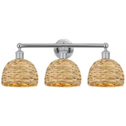 Edison Woven Rattan 26" Wide 3 Light Polished Chrome Bath Light With