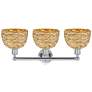 Edison Woven Rattan 26" Wide 3 Light Polished Chrome Bath Light With