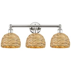 Edison Woven Rattan 26" Wide 3 Light Polished Nickel Bath Light With