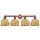 Edison Woven Rattan 35" Wide 4 Light Antique Copper Vanity Light With