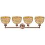 2_Edison Woven Rattan 35" Wide 4 Light Antique Copper Vanity Light With more views