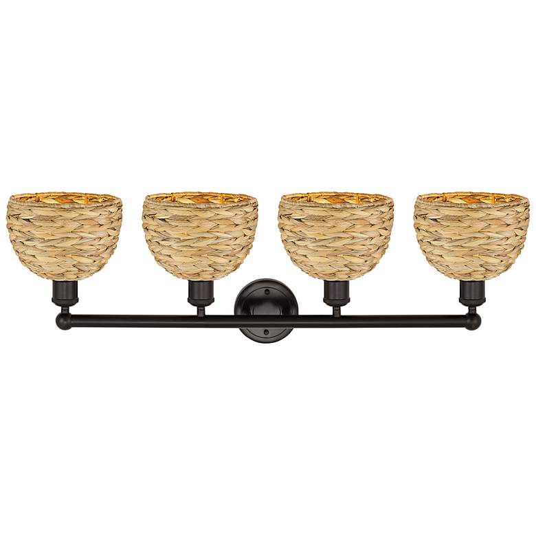 Image 2 Edison Woven Rattan 35" Wide 4 Light Oil Rubbed Bronze Vanity Light more views