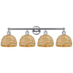 Edison Woven Rattan 35" Wide 4 Light Polished Chrome Bath Light With