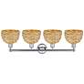 2_Edison Woven Rattan 35" Wide 4 Light Polished Chrome Bath Light With more views