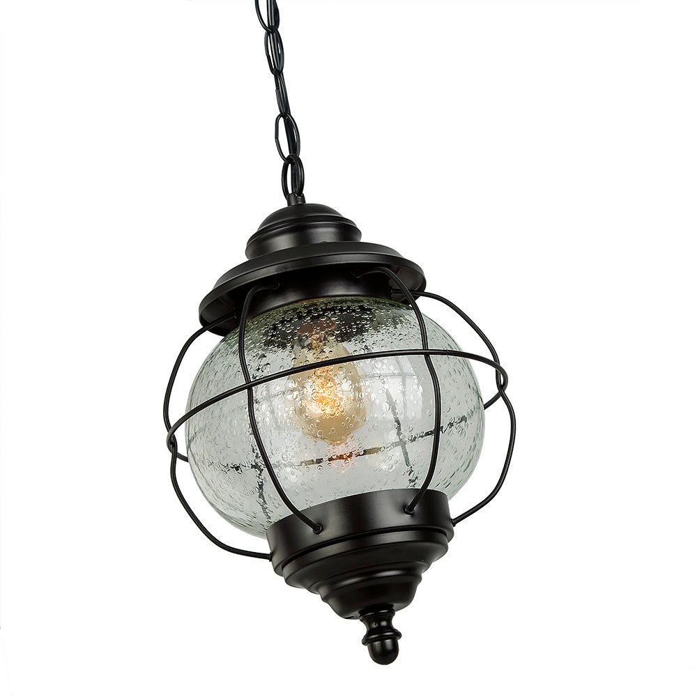 Image 6 Edith 12.2" High Black Glass Outdoor Hanging Light more views