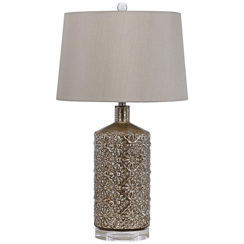Image 1 Edith Distressed Mirror Glass and Crystal Table Lamp