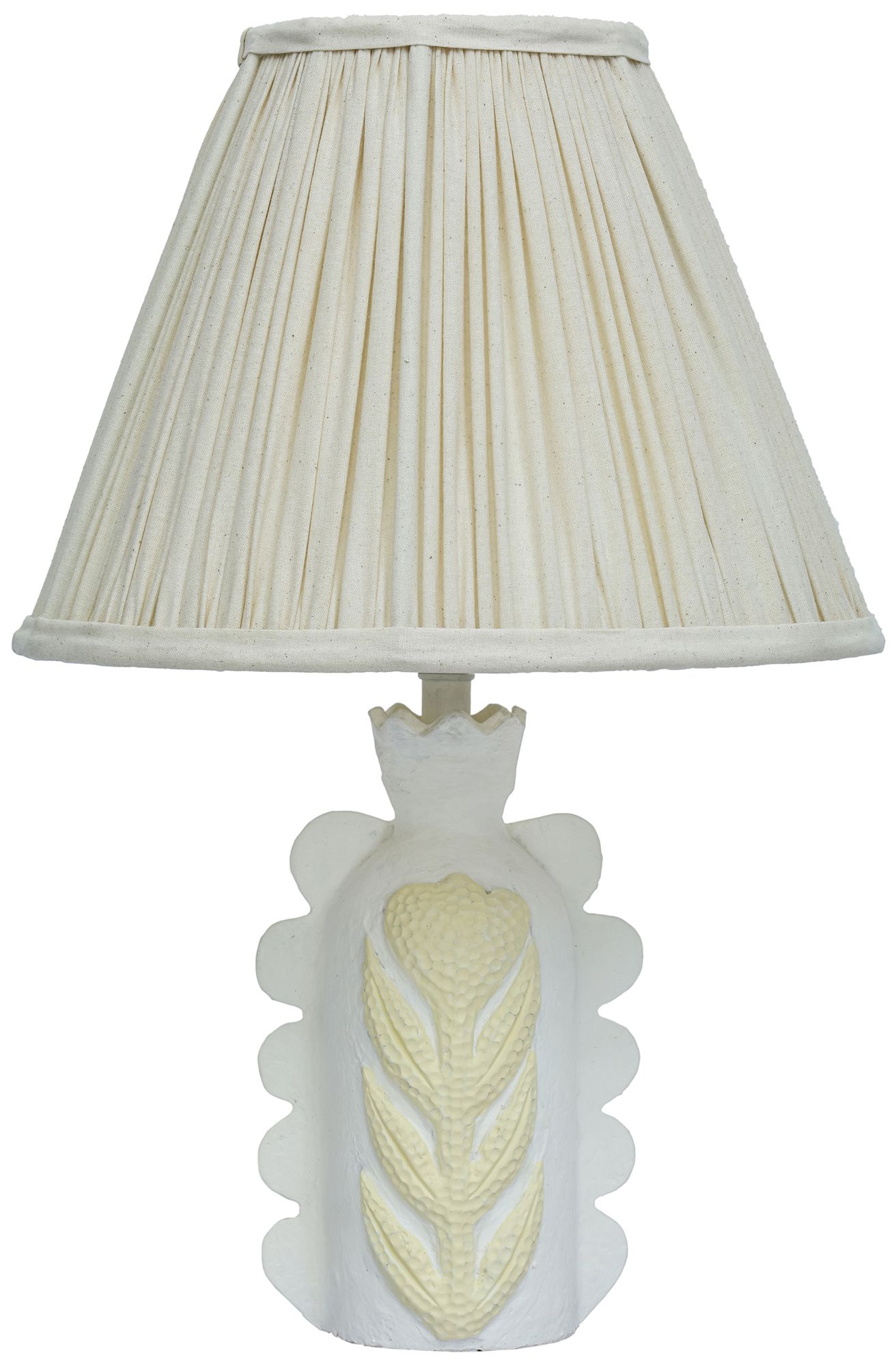 Image 2 Edith Scalloped Papier Mache Flower Pleated Table Lamp more views