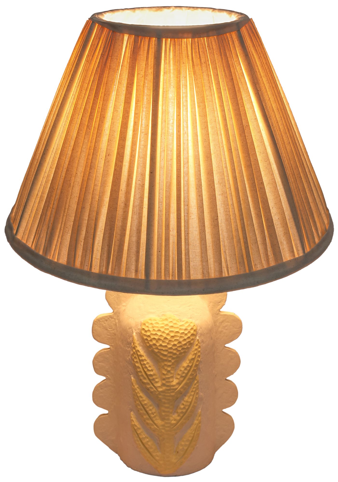 Image 4 Edith Scalloped Papier Mache Flower Pleated Table Lamp more views