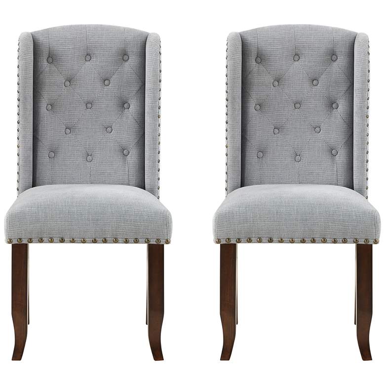Image 3 Edmund Soft Gray Tufted Fabric Dining Chairs Set of 2 more views