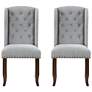 Edmund Soft Gray Tufted Fabric Dining Chairs Set of 2