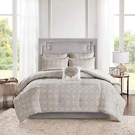 Image5 of Edna Ivory Gray 6-Piece King/Cal King Comforter Bed Set more views