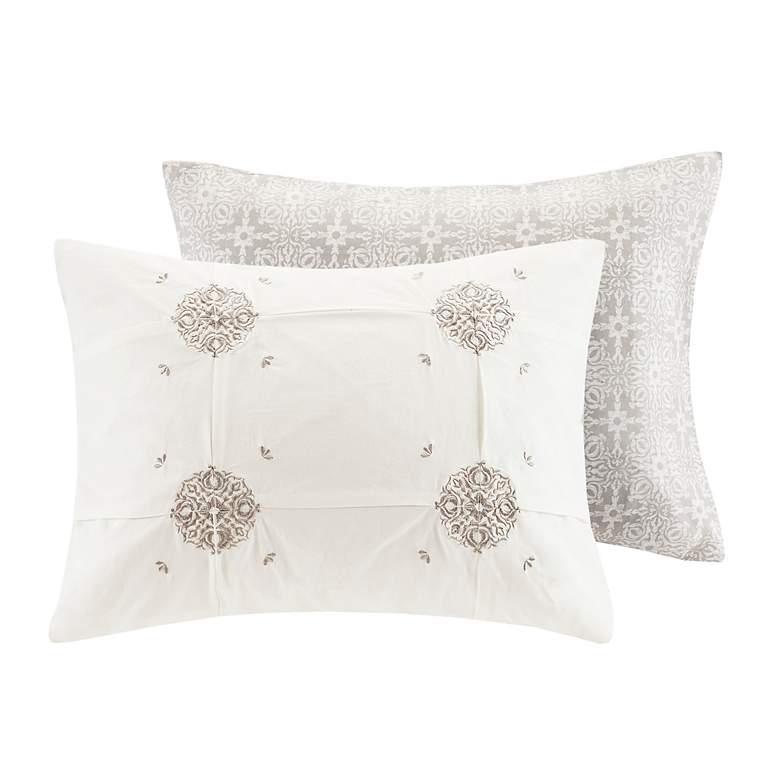 Image 3 Edna Ivory Gray Medallion 6-Piece Full/Queen Comforter Set more views