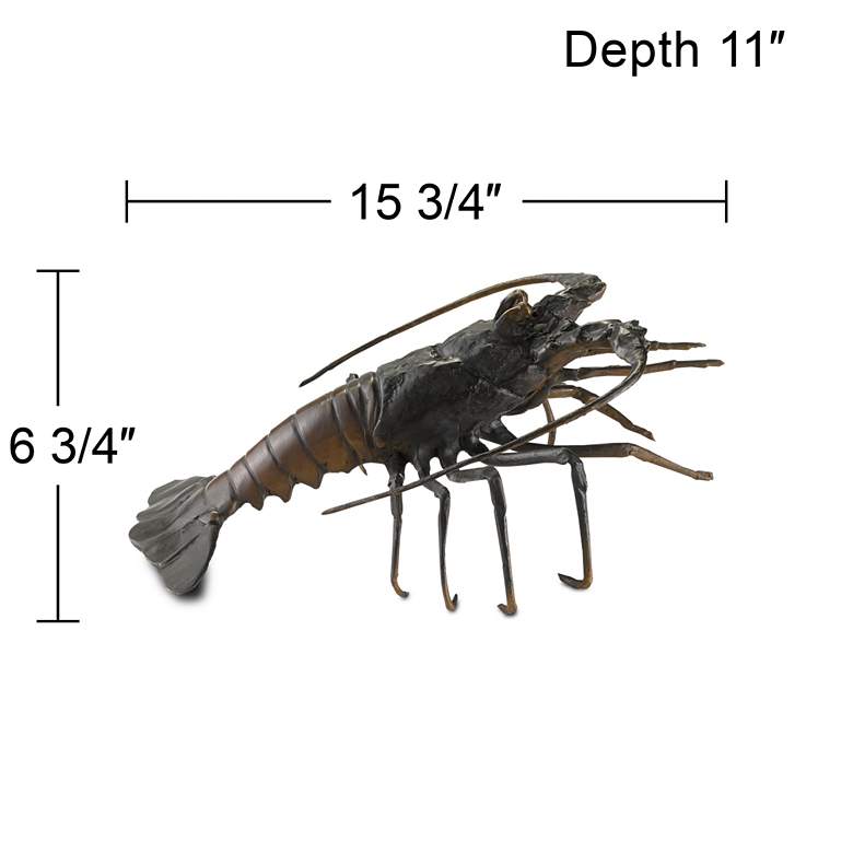 Image 3 Edo 15 3/4" Wide Black and Bronze Lobster Sculpture more views