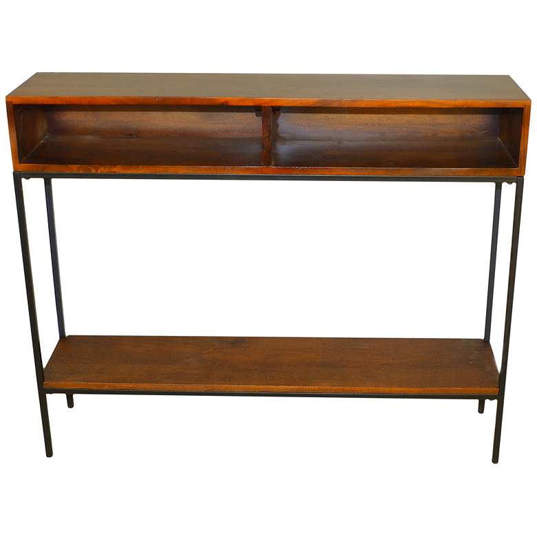 Image 2 Edvin 42" Wide Chestnut Wood Rectangular Console Table