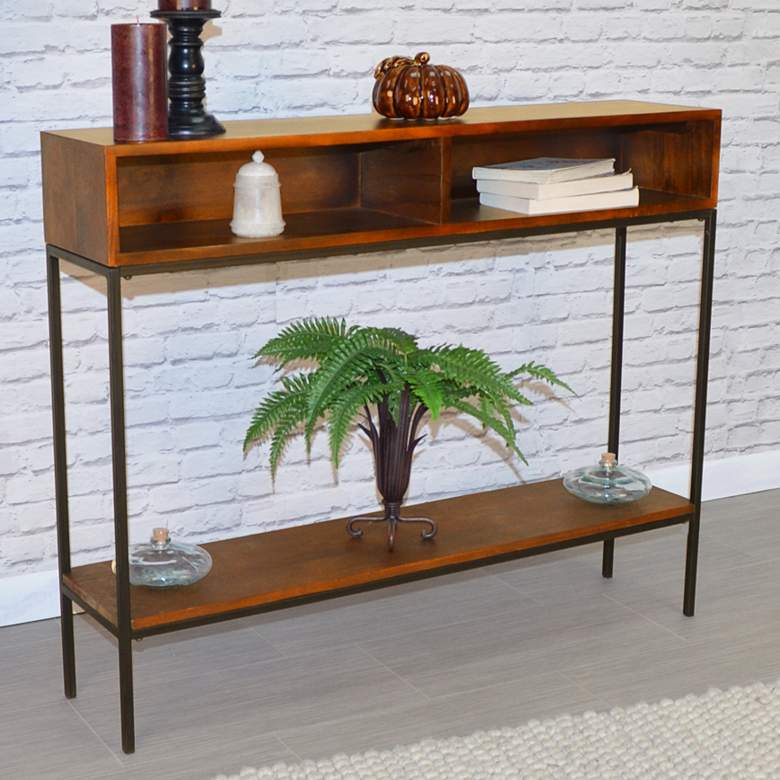Image 1 Edvin 42" Wide Chestnut Wood Rectangular Console Table