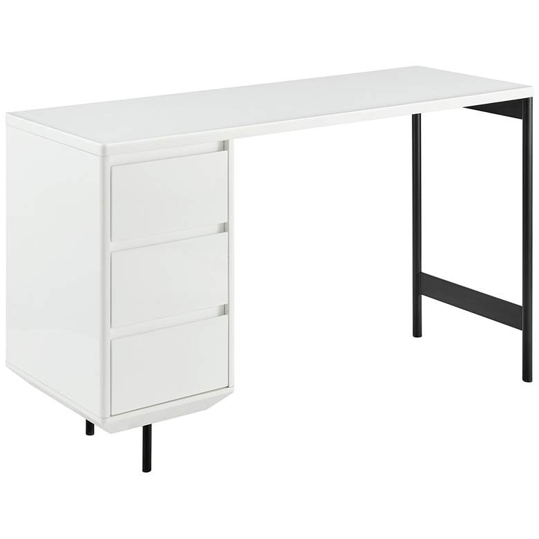 Image 1 Edvin 47 1/4" Wide Matte White Lacquer 3-Drawer Desk