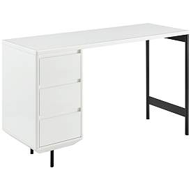 Image1 of Edvin 47 1/4" Wide Matte White Lacquer 3-Drawer Desk