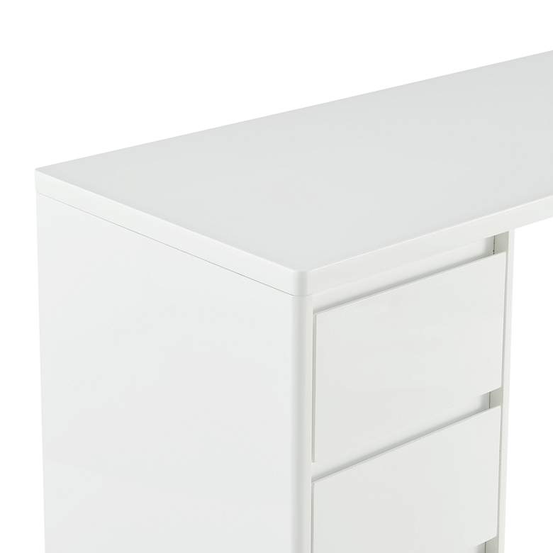 Image 3 Edvin 47 1/4" Wide Matte White Lacquer 3-Drawer Desk more views