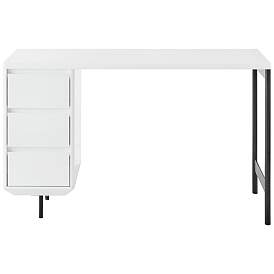 Image5 of Edvin 47 1/4" Wide Matte White Lacquer 3-Drawer Desk more views