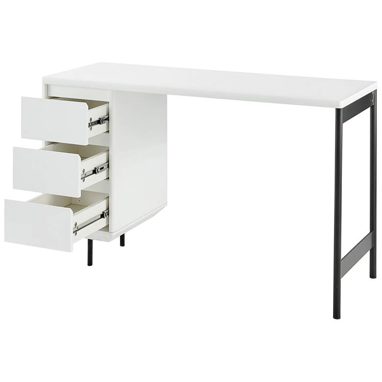 Image 7 Edvin 47 1/4 inch Wide Matte White Lacquer 3-Drawer Desk more views