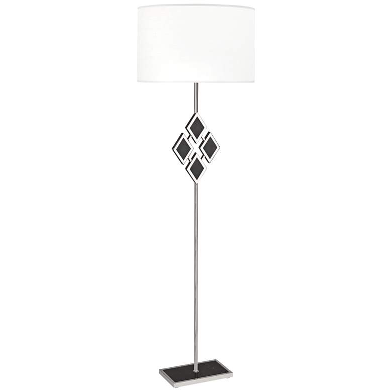 Image 1 Edward 62 inchH Nickel and Black Marble White Shade Floor Lamp