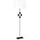 Edward 62"H Nickel and Black Marble White Shade Floor Lamp